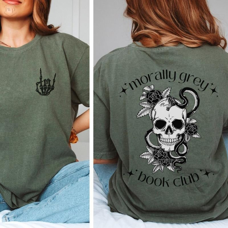 2 Slide Design, Bookish Merch Morally Grey Book Club Shirt- Book Lover Gift, Funny Reading Shirt, Smut Reader Spicy Books...