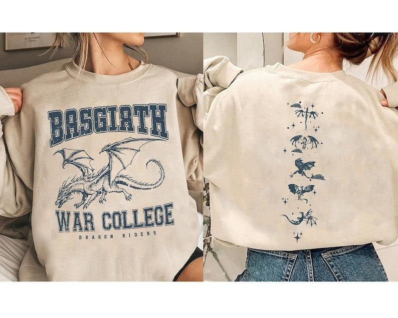 2 Slide Design, Fourth Wing Double-Sided Sweatshirt, Basgiath War College Shirt, Basgiath War College Gift, Fourth Wing...