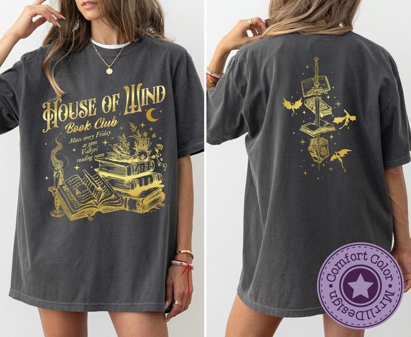 2 Slide Design, House Of Wind Book Club Shirt, ACOTAR Velaris T-shirt, Sarah J Maas Fan Merch, The Night Court Tee,...