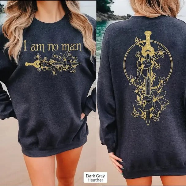 2 Slide I Am No Man Book Lover Fantasy Reading Fandom Feminist T-Shirts, Hoodie, Sweatshirt