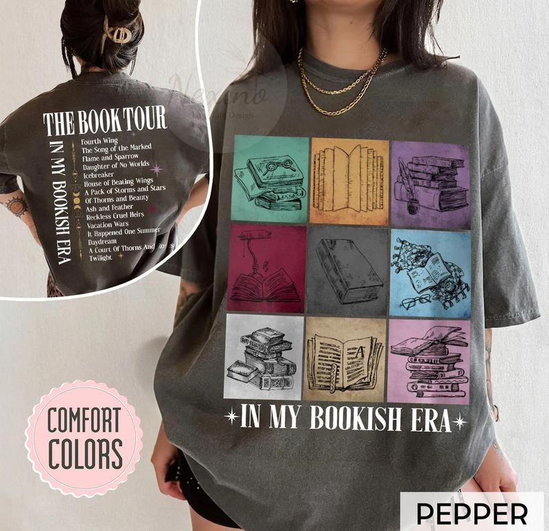2 Slide Design, In My Bookish Era Unisex, In My Bookish Era T-Shirt, The Book Tour Shirt, Book Lover Gift Clothing, Back...