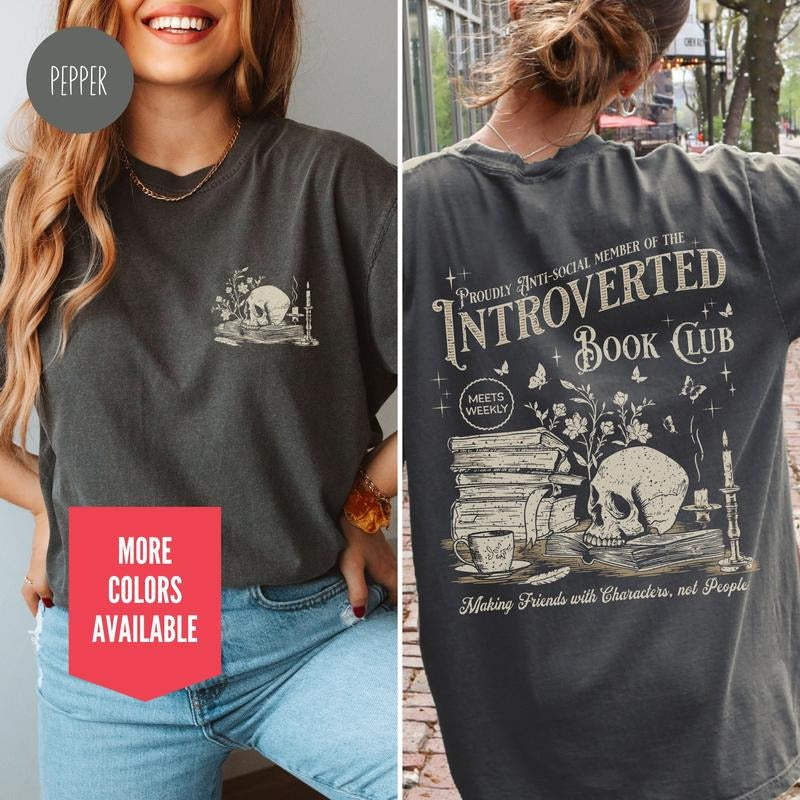 2 Slide Design, Introverted Reading T-Shirt for Antisocial Romance Reader and Book Lover Gift For Introvert Vintage...