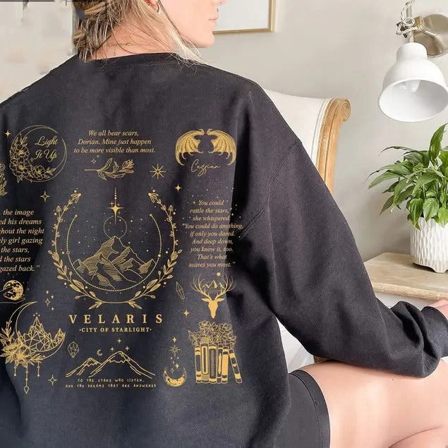 2 Slide Design, SJM - SJM graphics Sweatshirt, Velaris Sweatshirt, SJM Sweatshirt, A Court of Thorns and Roses Court, ...