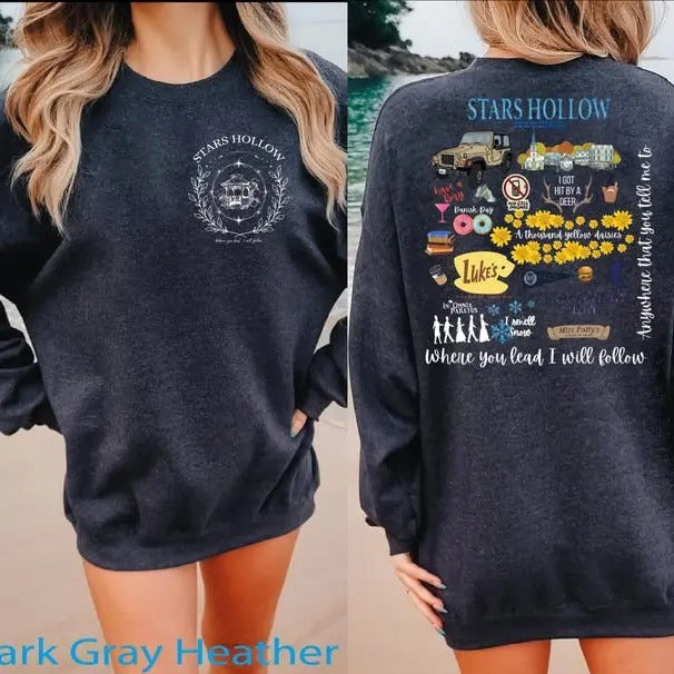 2 Slide Design, Stars Hollow Sweatshirt and Hoodie, Stars Hollow Sweatshirt, Back and Front Design Stars Hollow Hoodie,...