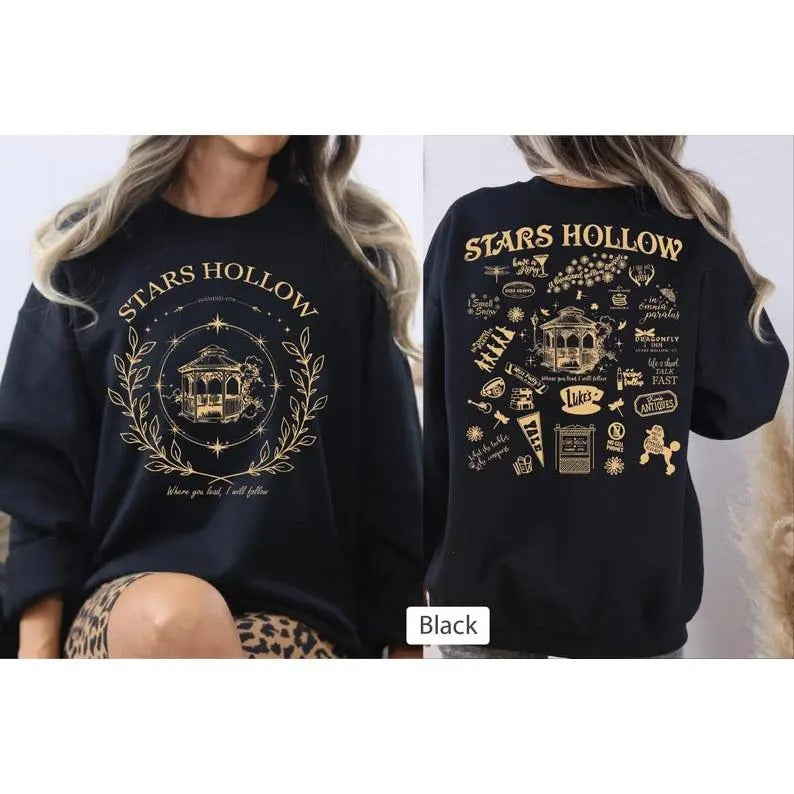 2 Slide Design, Stars Hollow Sweatshirt and Hoodie, Stars Hollow Sweatshirt, Back and Front Design Stars Hollow Hoodie,...