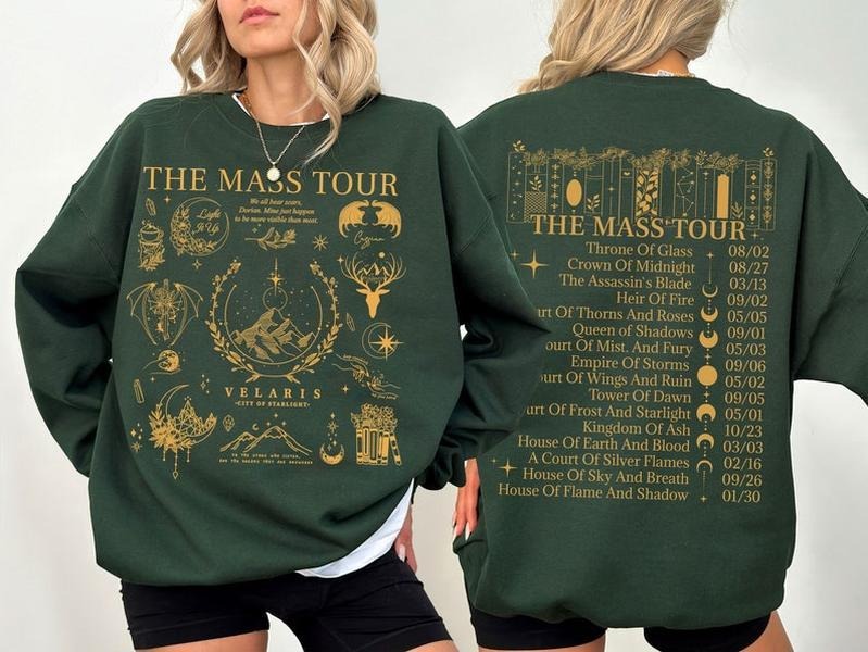 2 Slide Design, The Maas Tour t-shirt, SJM sweatshirt, ACOTAR sweatshirt, SJM merch, A Court of Thorns and Roses...