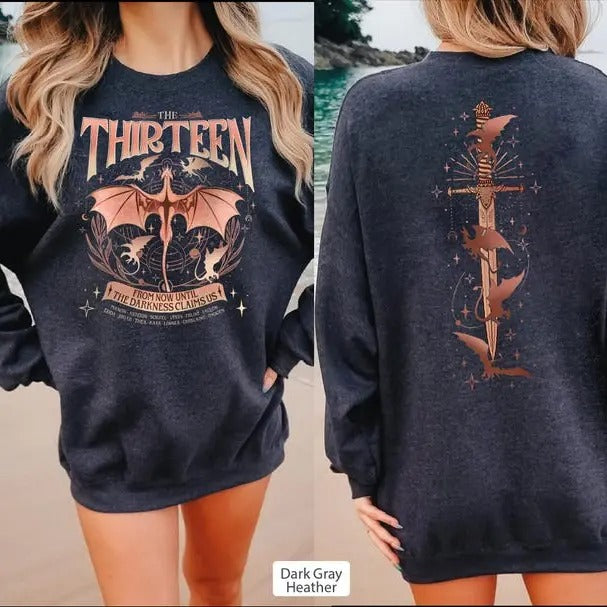 2 Slide Design, The Thirteen Throne Of Glass Sweatshirt, We Are The Thirteen Sweater, Until The Darkness Claims Us...