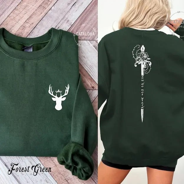 2 Slide Design, You do not yield sweatshirt, Two side Acotar shirt, throne Of Glass sweatshirt, Kingdom Of Ash, A Court...