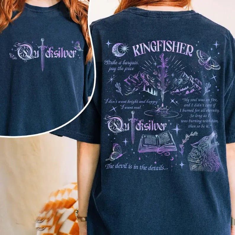 2 Slide, Quicksilver Series T-Shirt, Fantasy Bookish Merch, Kingfisher Shirt, Bookish Shirt, Callie Hart Quicksilver,...