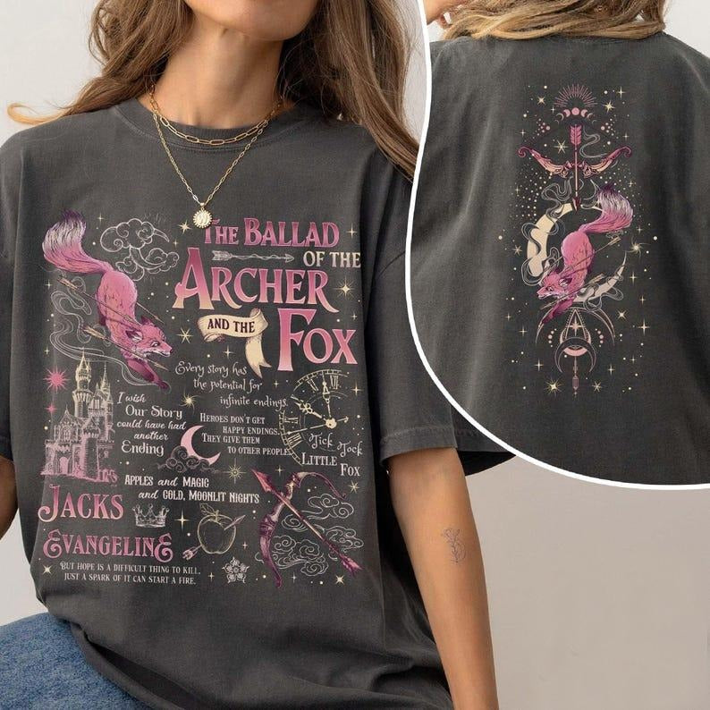 2 Slide, The Archer And The Fox T-Shirt, Once Upon A Broken Heart Quotes, Fantasy Books Shirt, Reader Shirt, Evangeline...