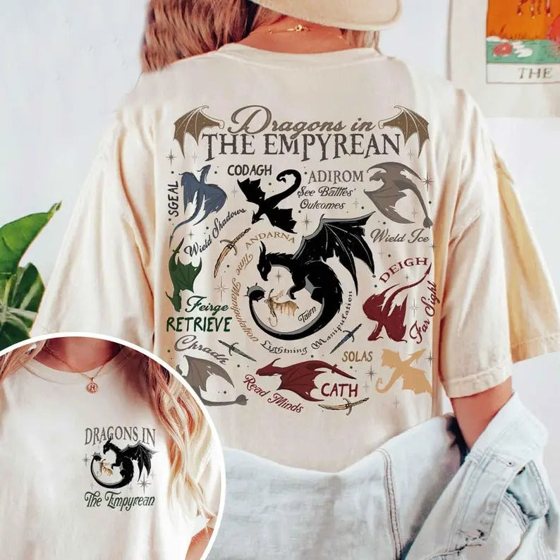 2 Slides, Dragons in Fourth Wing Shirt, Dragon in the Empyrean Shirt, Violet Sorrengail Tairn Shirt, Tairn & Andarna...