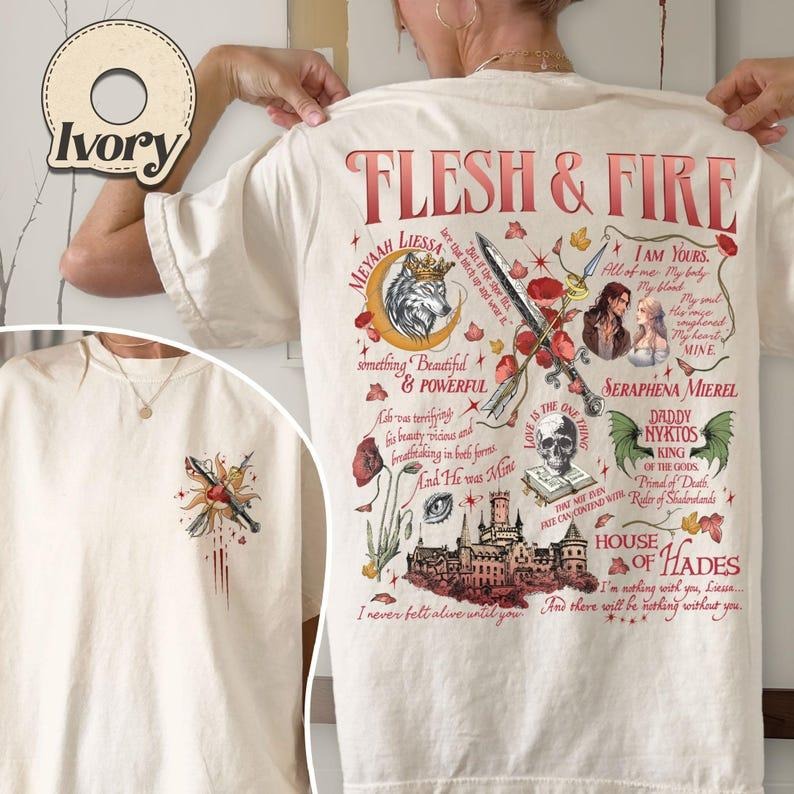 2 Slides, Flesh and Fire  Shirt, We Will Rise , Bookish Shirt, From Blood and Ash Merch, Gift for Readers, Poppy and...