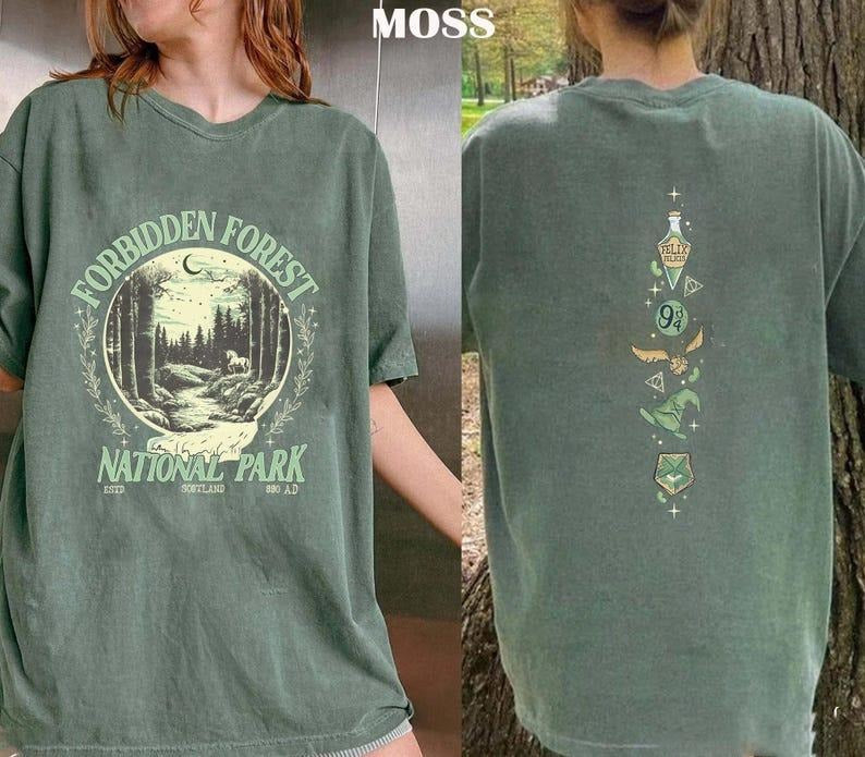 2 Slides, Forbidden Forest T-Shirt, National Park Tee Family Vacation Shirt, Bookish Shirt,  Gift for Book Fan, Book...
