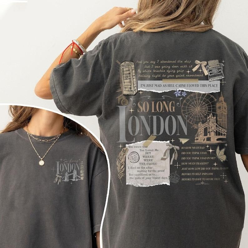 2 Slides, So Long London  Shirt, the Tortured Pd Shirt, Swiffttie Tee, Trendy Albums Shirt, Gift for Svviftie Cotton...