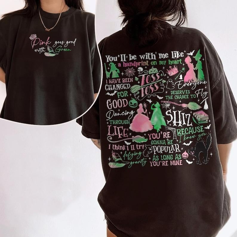 2 Slides, Wicked A New Musical T- Shirt, Defying Gravity TShirt, Wicked Changed For Good, Wizard Movie Fan Shirt Casual...