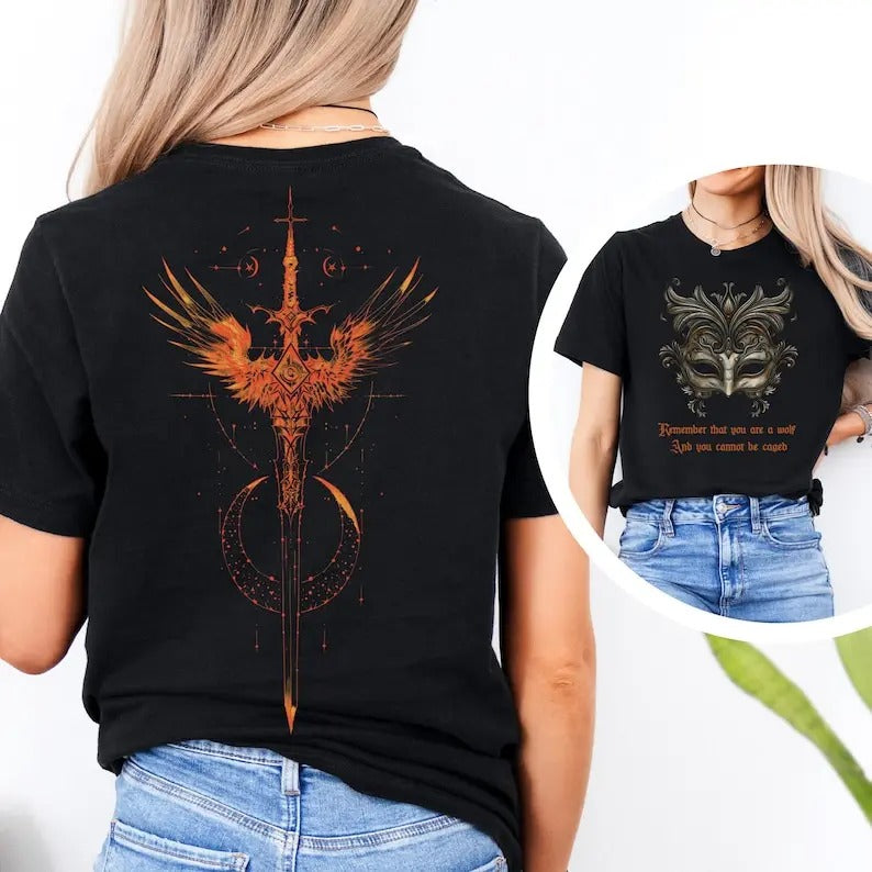2 slides, ACOTAR Nesta Archeron Shirt, "Quote T-Shirt, ""Wolf and Cannot Be Caged"", Book Lover Gift." Hoodie, Sweatshirt