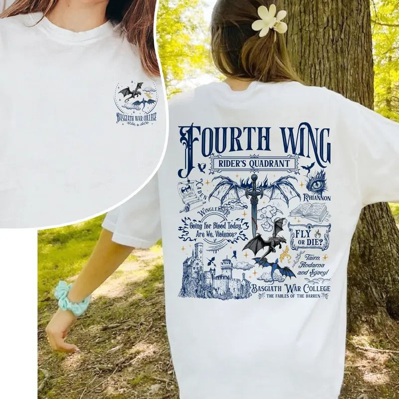 2 slides, Basgiath War College T-Shirt, Fourth Wing Shirt, Riders Quadrant Shirt, Dragon Rider Shirt, Violent Little...