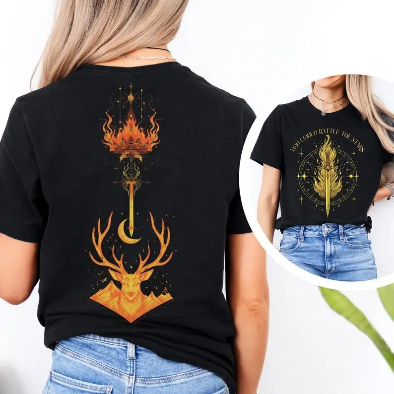 2 Slides Kingsflame Shirt You Could Rattle Stars Fantasy Fans Rowan Manon Aelin Throne Glass Ideal T-Shirts, Hoodie, Sweatshirt