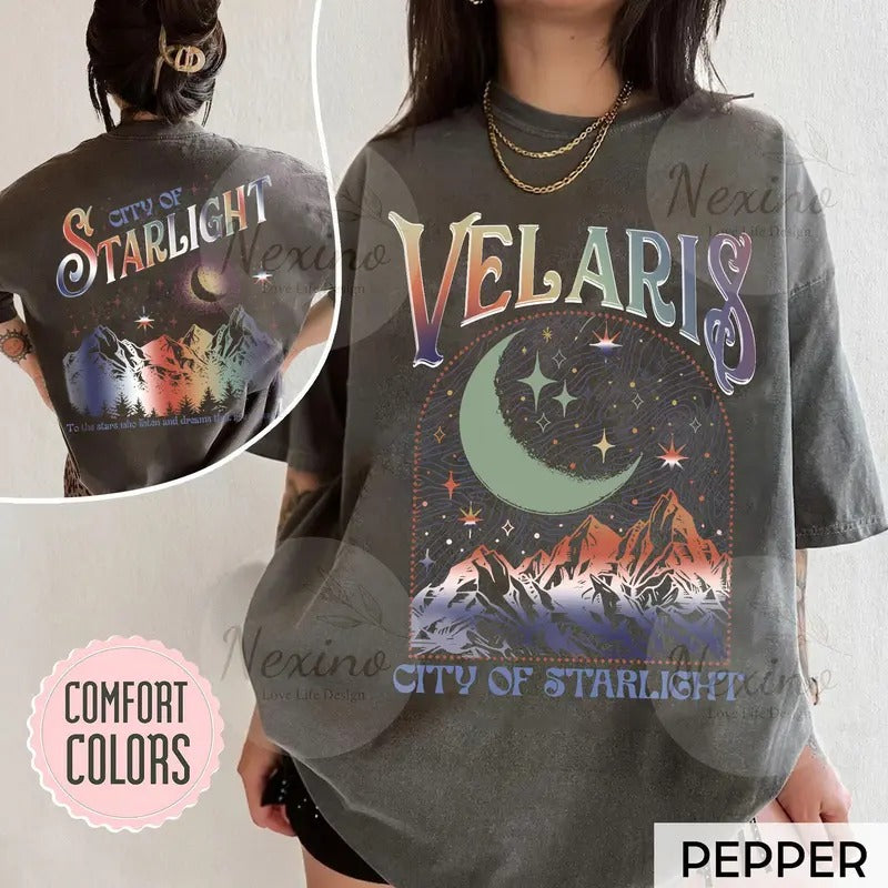 2 Slides Velaris City Starlight ACOTAR Night Court Shirt Bookish Court Thorns Roses Shirt SJM T-Shirts, Hoodie, Sweatshirt