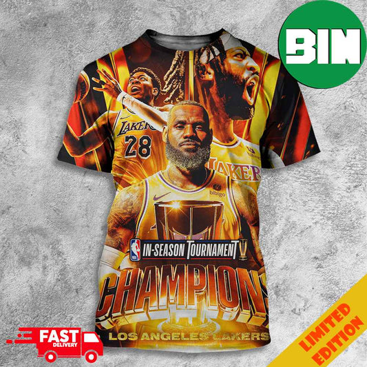 2023 NBA In-Season Tournament Champions Los Angeles Lakers Lake Show Art Work All Over Print T-Shirts