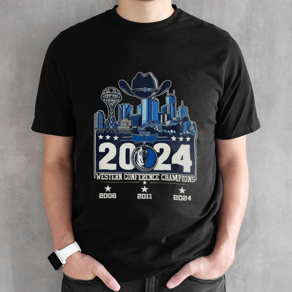 2024 Dallas Mavericks Skyline Western Conference Champions 3 Times 2006-2011-2024 T-shirt