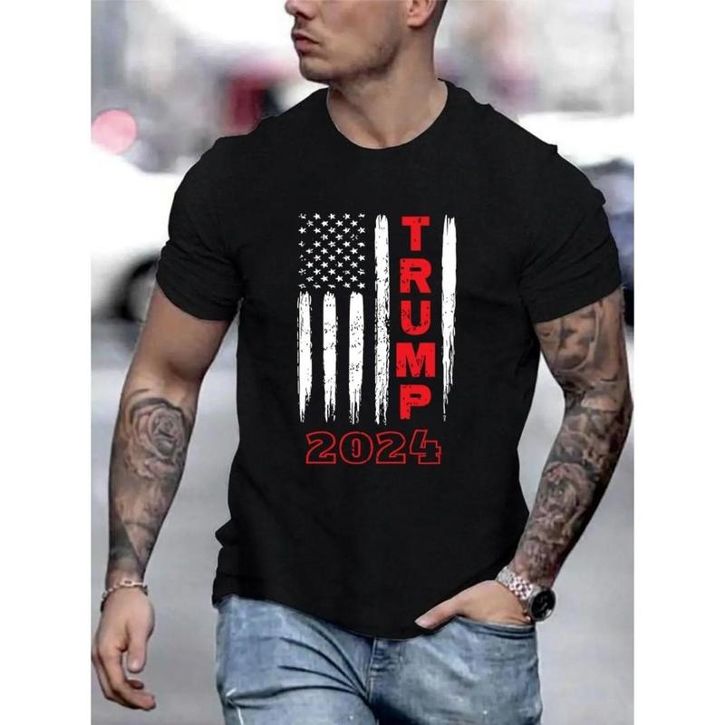 2024 Graphic Print Men's Creative Short Sleeve Crew Neck T-shirt, Casual Summer Outdoor Top for Men Made in USA Hoodie,...