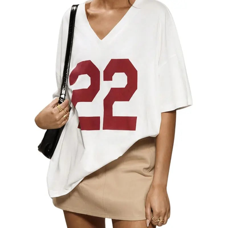 2024 Jersey Shirts for Women Number Graphic T Shirt V Neck Half Sleeve Oversized Tees Summer Streetwear Tops Hoodie,...