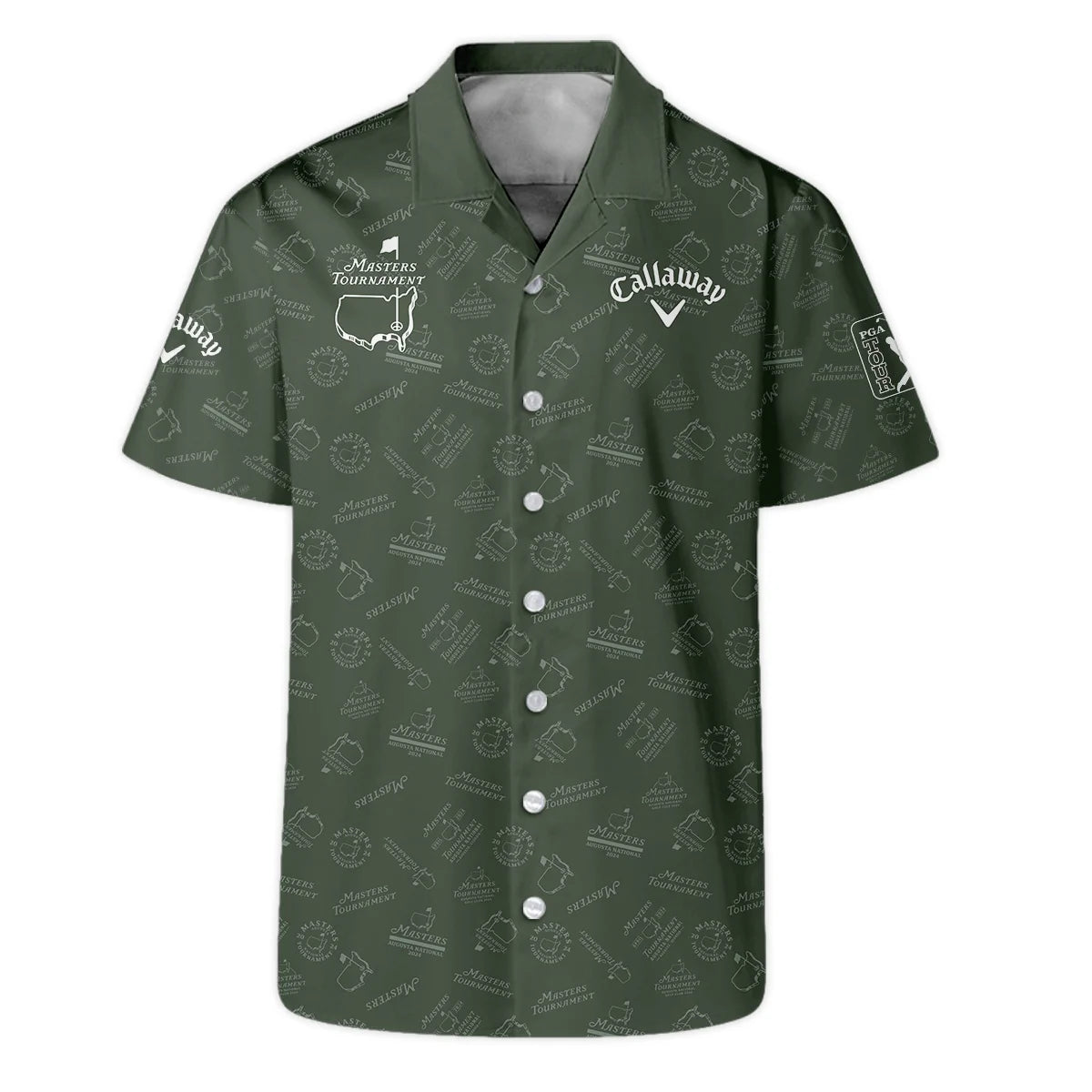2024 Golf Pattern Masters Tournament Callaway Hawaiian Shirt Dark Green Pattern All Over Print Oversized Hawaiian Shirt