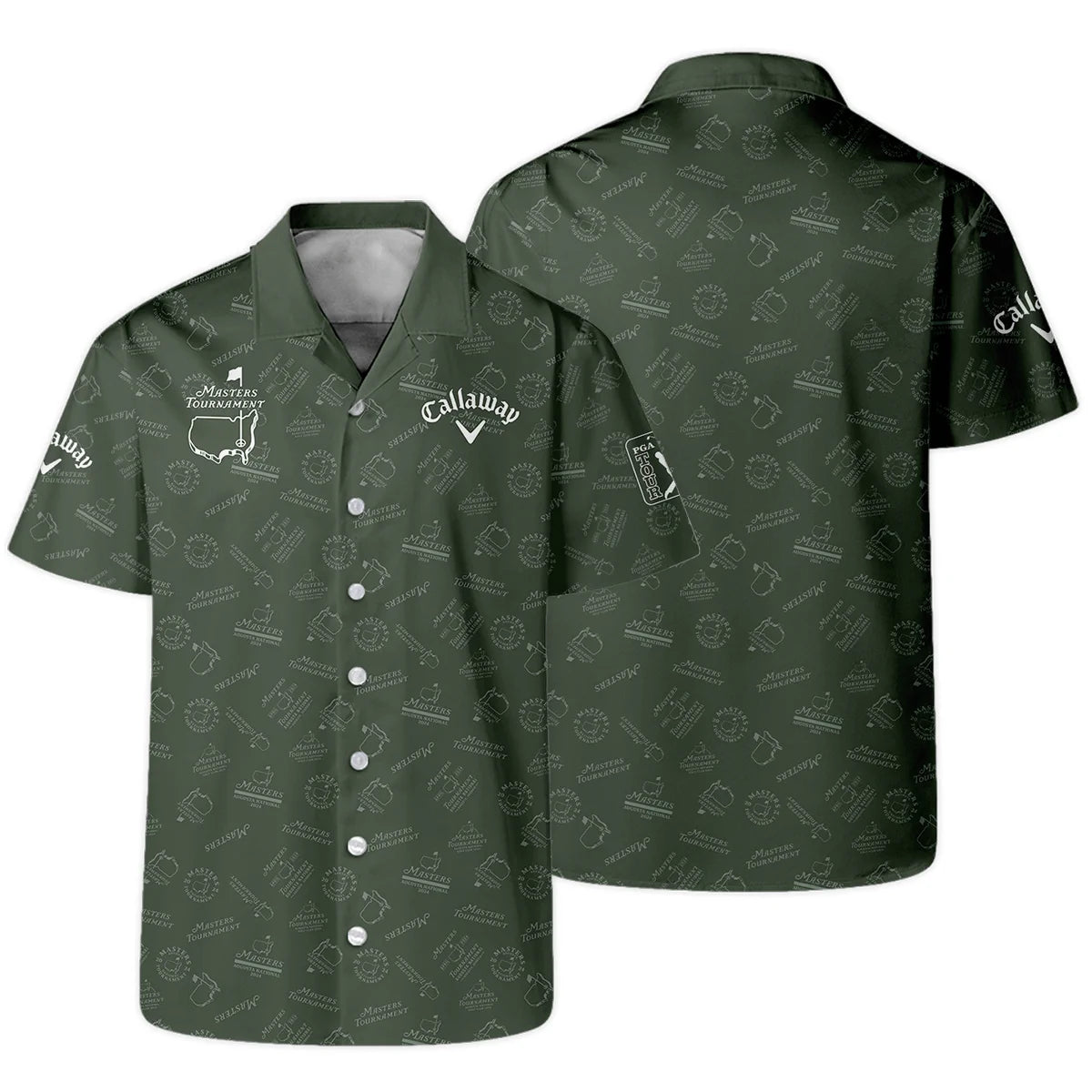 2024 Golf Pattern Masters Tournament Callaway Hawaiian Shirt Dark Green Pattern All Over Print Oversized Hawaiian Shirt