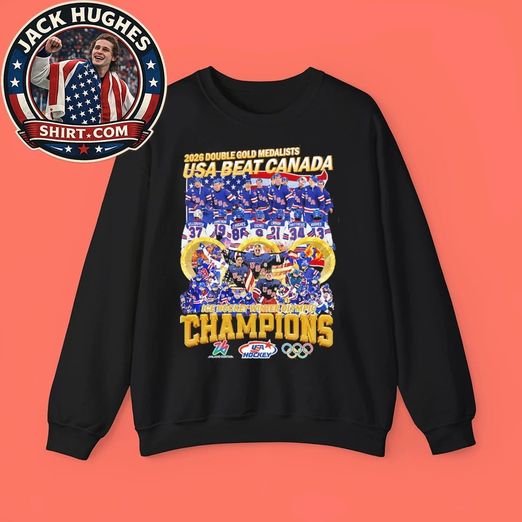 2026 Double Gold Medalists Usa Beat Canada Ice Hockey Winter Olympic Logo Shirt