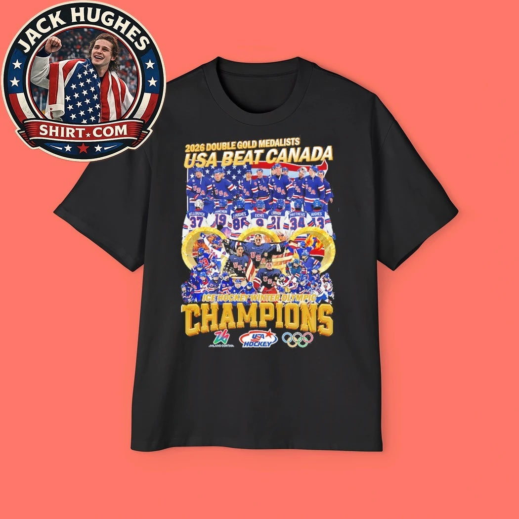 2026 Double Gold Medalists Usa Beat Canada Ice Hockey Winter Olympic Logo Shirt