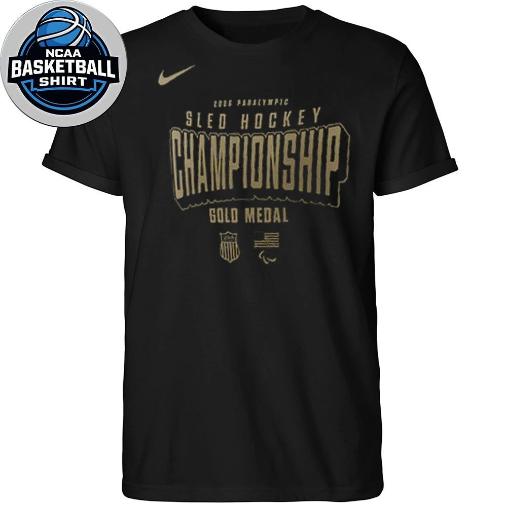 2026 Paralympic Sled Hockey Team Championship Gold Medal USA Logo Shirt