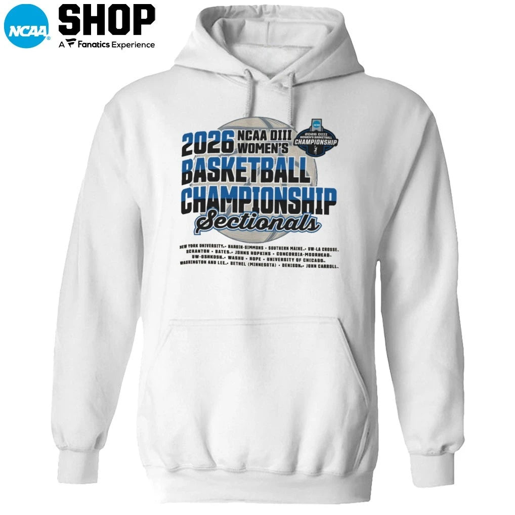 2026 NCAA DIII Women’s Basketball Championship Sectionals 16 Teams T-Shirt