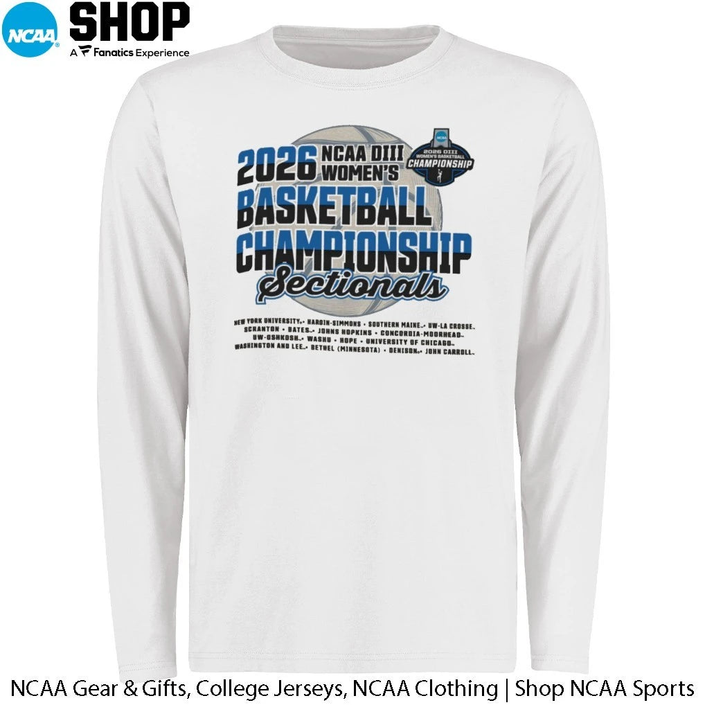 2026 NCAA DIII Women’s Basketball Championship Sectionals 16 Teams T-Shirt