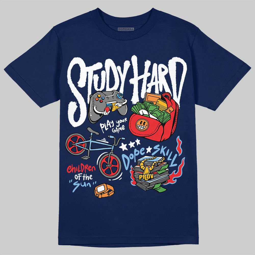 University Blue Collection DopeSkill T-Shirt Study Hard Graphic