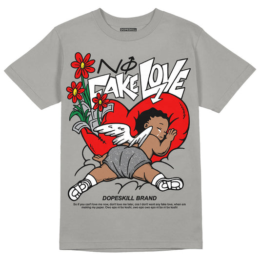 Wet Cement 4s DopeSkill Grey T-shirt No Fake Love Graphic