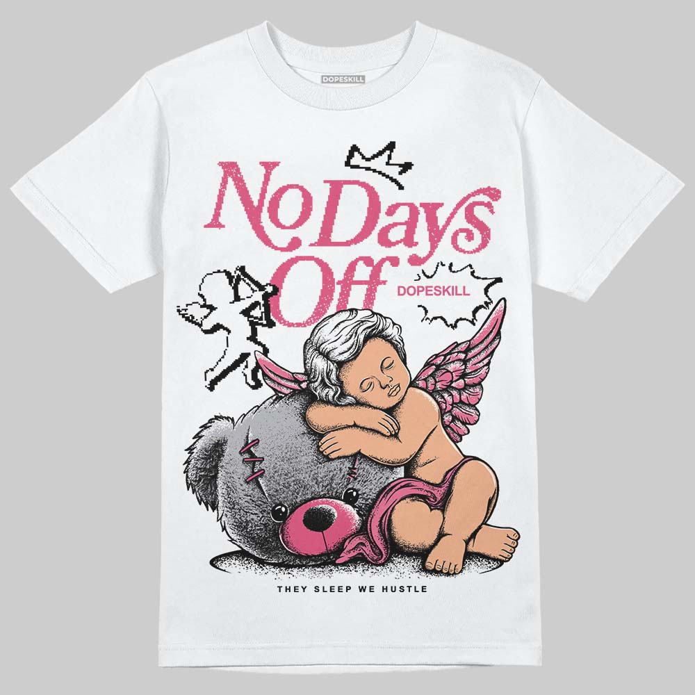 White Fluo Pink DopeSkill T-Shirt New No Days Off Graphic