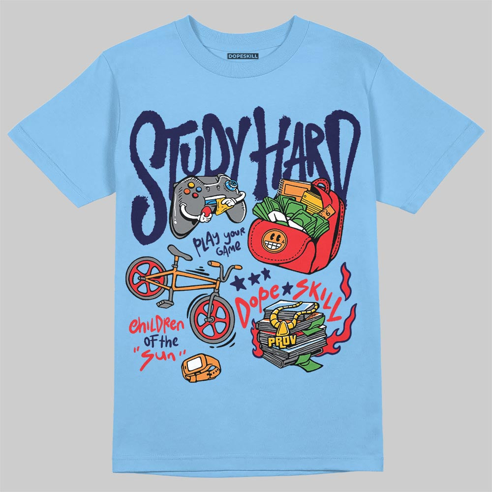 University Blue Collection DopeSkill T-Shirt Study Hard Graphic