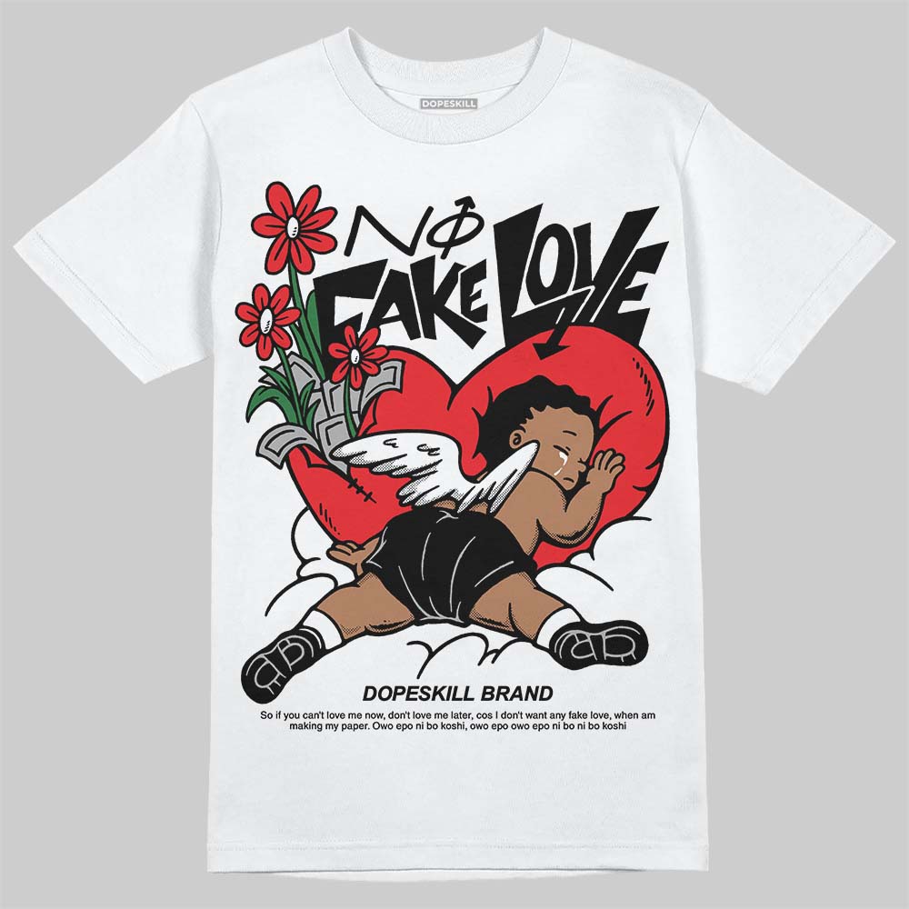 White Thunder 4s DopeSkill T-Shirt No Fake Love Graphic