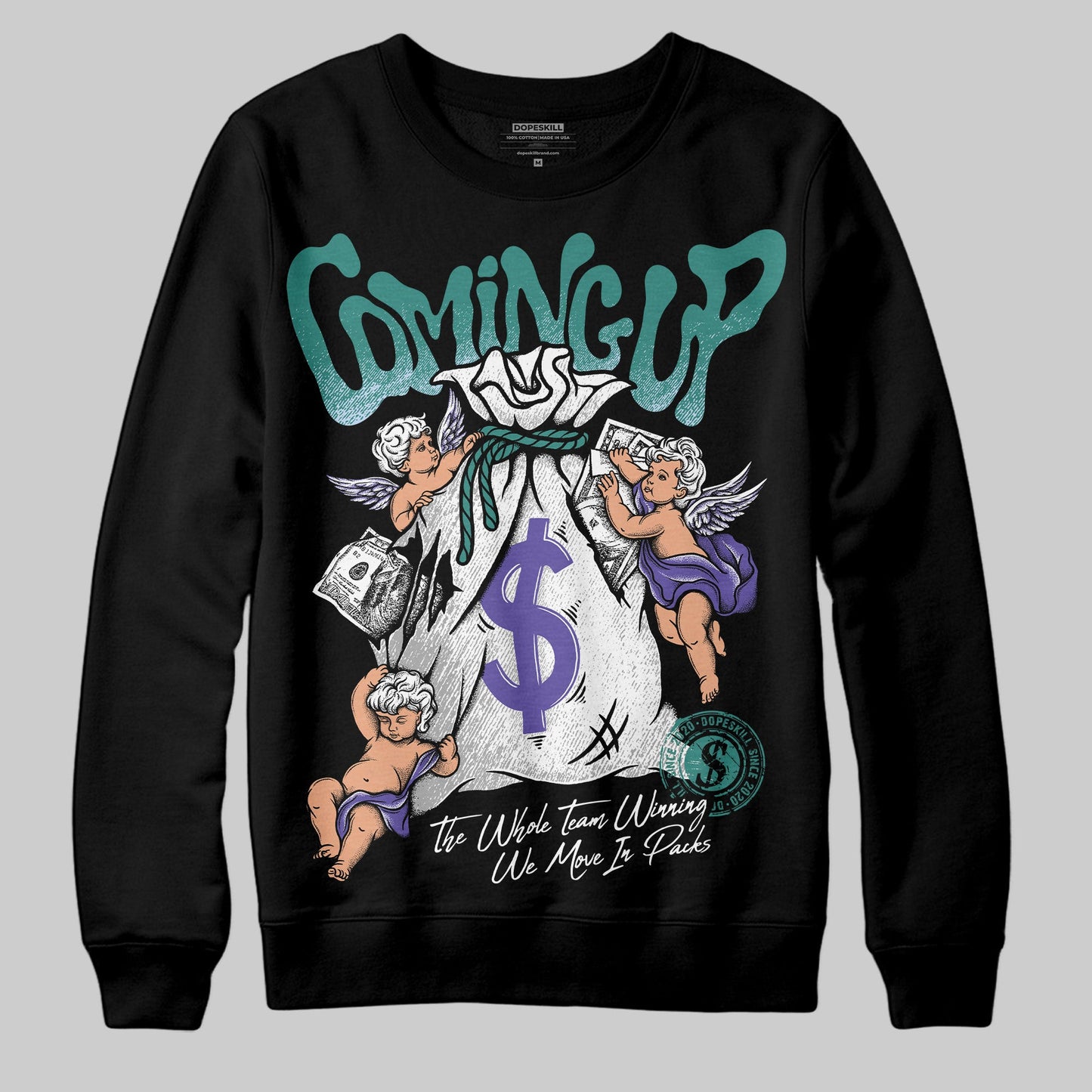 Grape 5s DopeSkill Sweatshirt Money Bag Coming Up Graphic