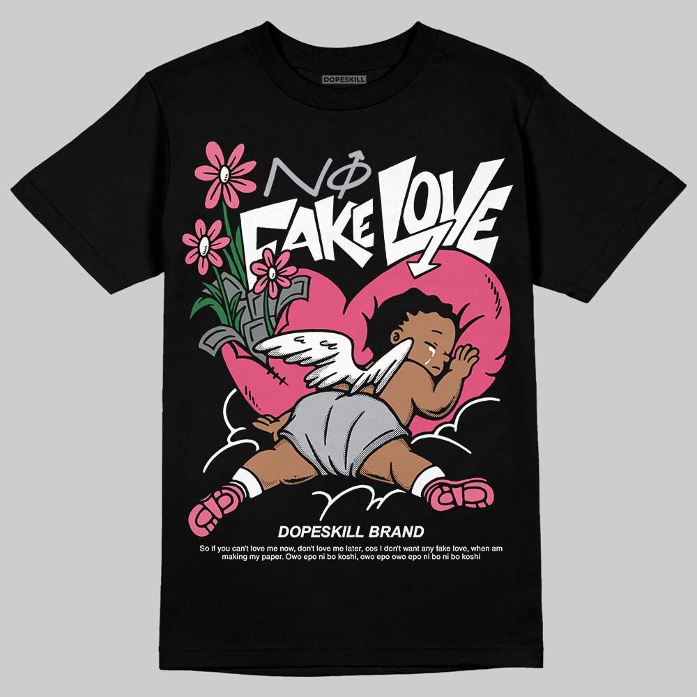 White Fluo Pink DopeSkill T-Shirt No Fake Love Graphic