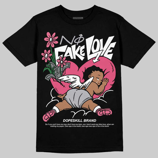 White Fluo Pink DopeSkill T-Shirt No Fake Love Graphic