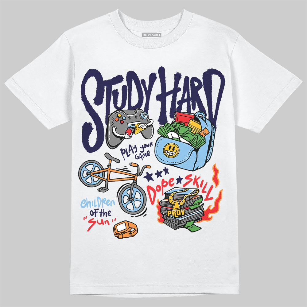 University Blue Collection DopeSkill T-Shirt Study Hard Graphic