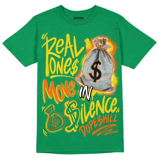 Green Collection DopeSkill Green T-shirt Real Ones Move In Silence Graphic