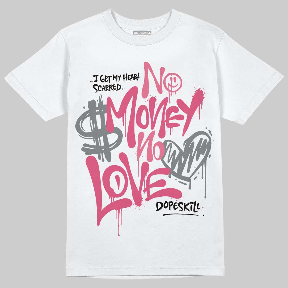 White Fluo Pink DopeSkill T-Shirt No Money No Love Typo Graphic