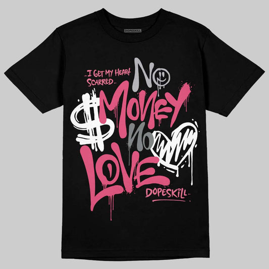 White Fluo Pink DopeSkill T-Shirt No Money No Love Typo Graphic
