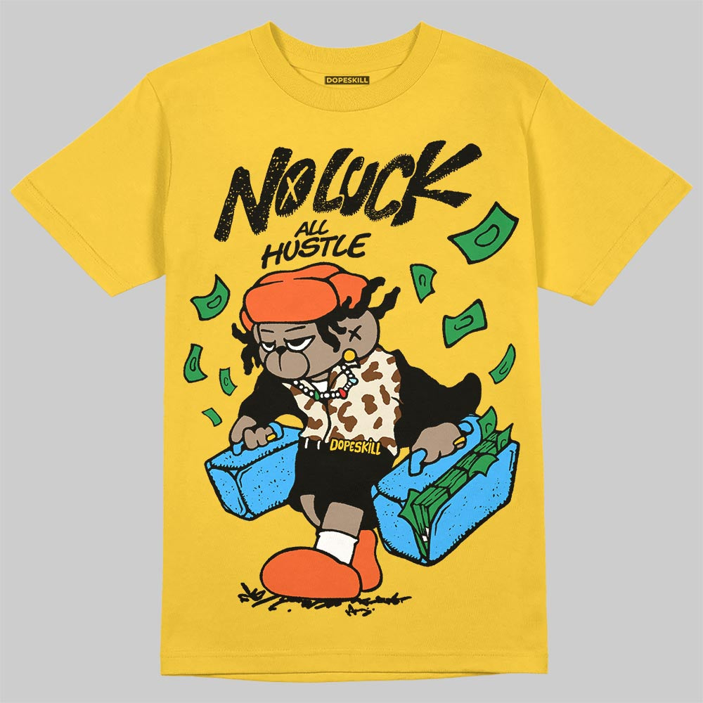 Yellow Collection DopeSkill T-Shirt No Luck, All Hustle Graphic