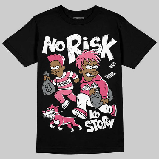 White Fluo Pink DopeSkill T-Shirt No Risk No Story Graphic