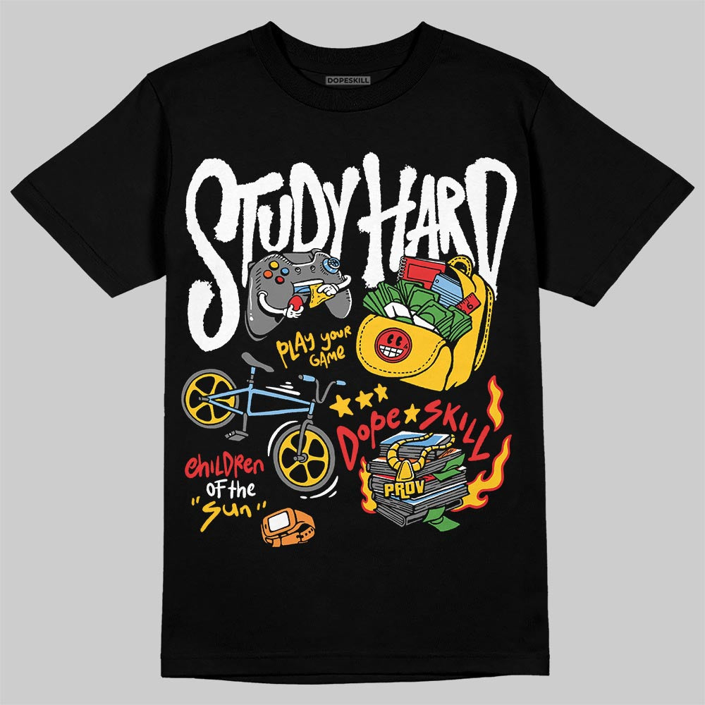 Yellow Collection DopeSkill T-Shirt Study Hard Graphic