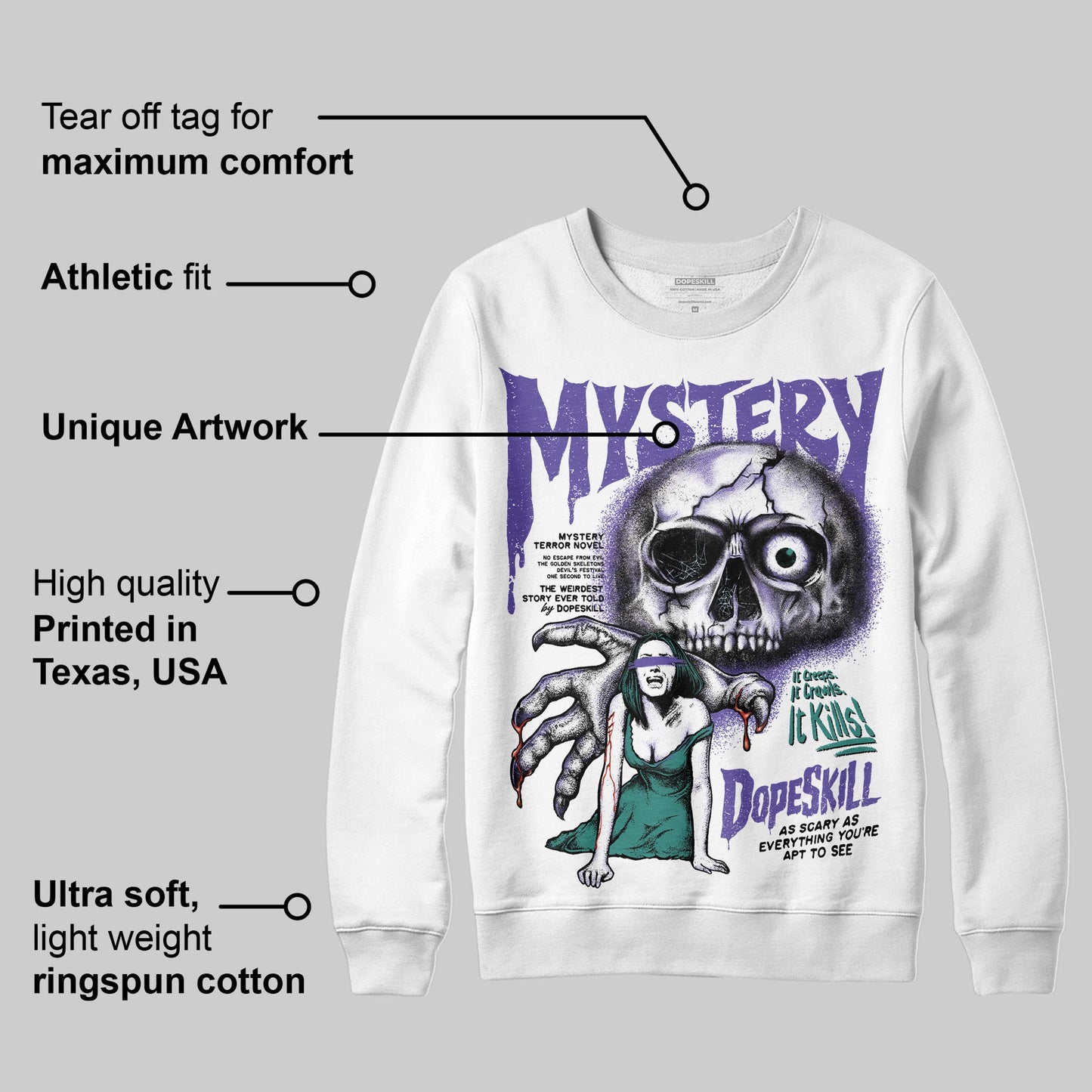 Grape 5s DopeSkill Sweatshirt Mystery Ghostly Grasp Graphic